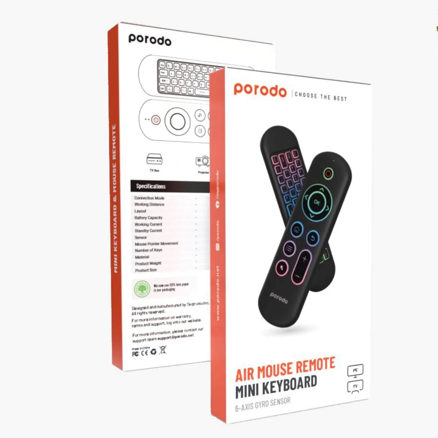 Porodo Air Mouse Remote Mini Keyboard